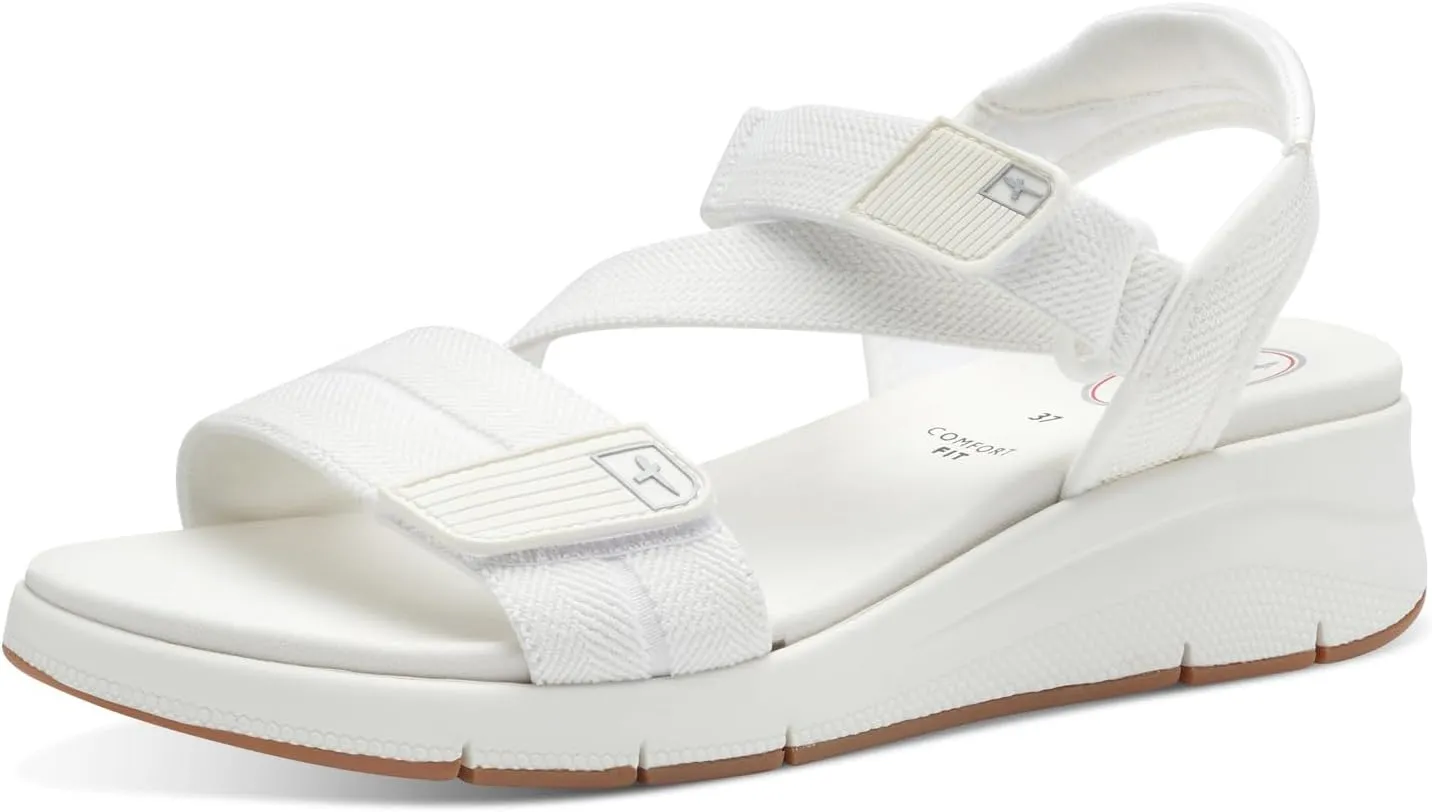Tamaris Women's Wedge Sandal, White, 6 Wide