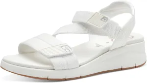 Tamaris Women's Wedge Sandal, White, 6 Wide