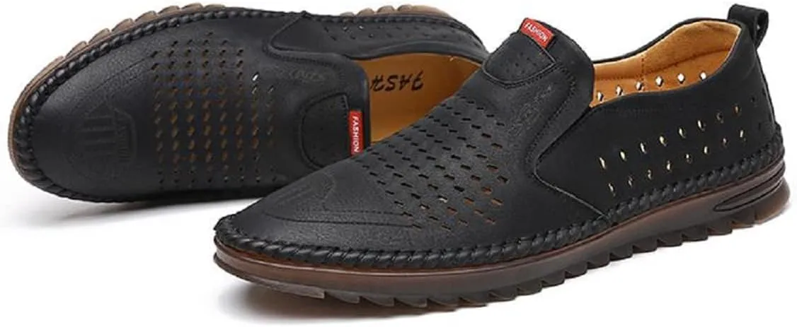 TangDao Men’s Loafers, Leather Slip On Moccasins Penny Loafers, Breathable Driving Walking Lightweight Casual Shoes