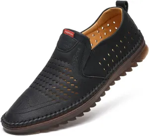 TangDao Men’s Loafers, Leather Slip On Moccasins Penny Loafers, Breathable Driving Walking Lightweight Casual Shoes