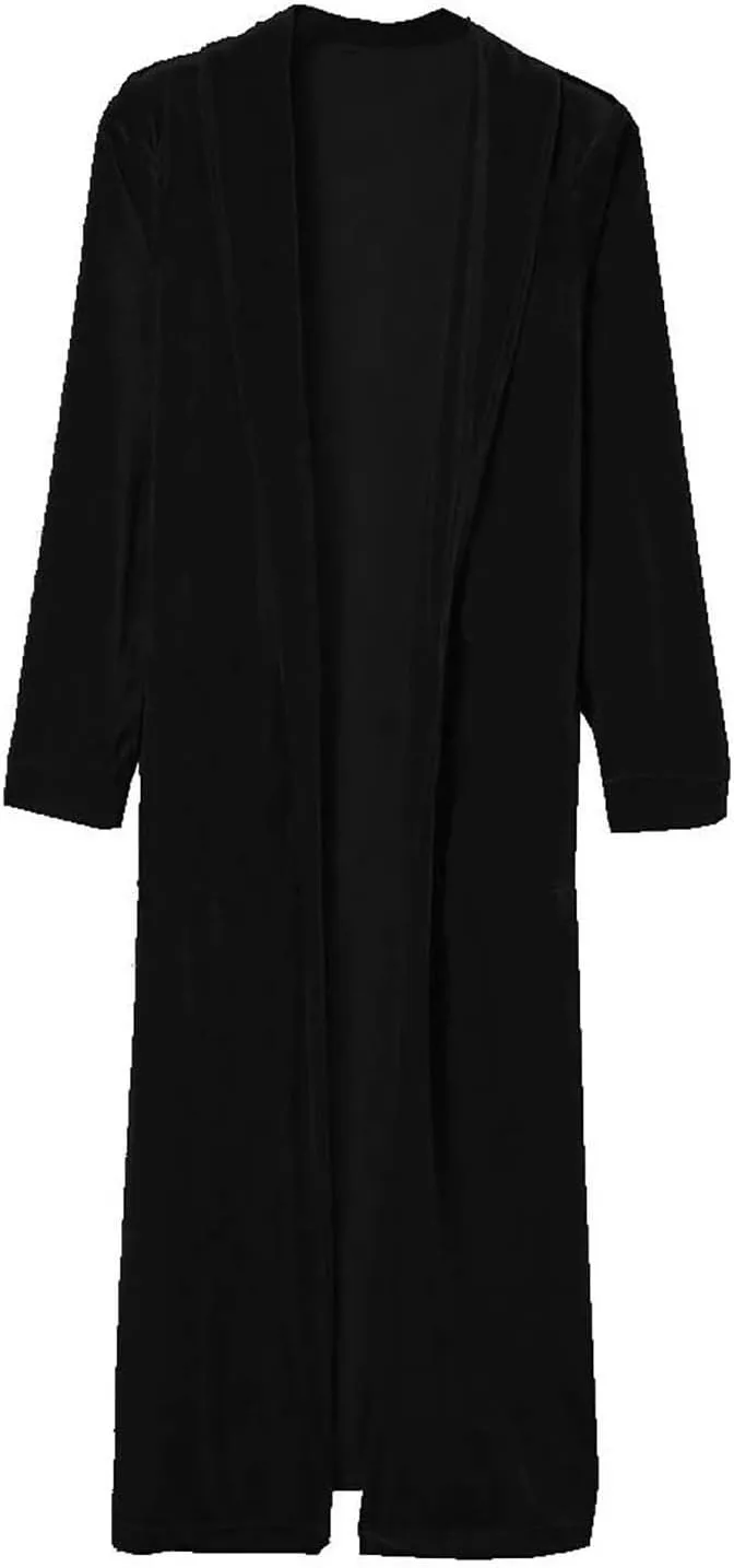 TANGNADE Velvet Cardigan Jackets for Women Long Lapel Collar Open Front Elegant Velour Blazer Cardigan Trench Coat