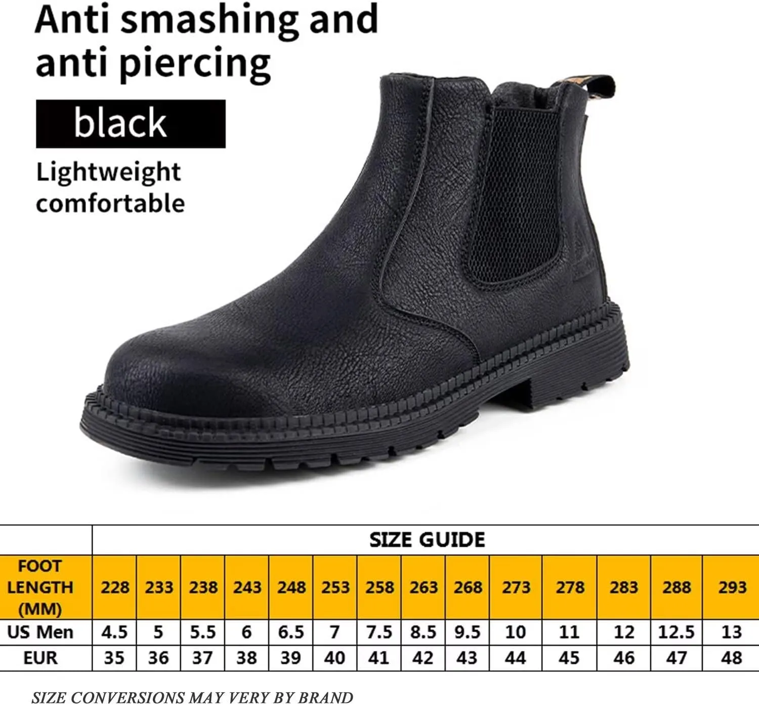Tanleewa Steel Toe Work Boots for Men Leather Safety Shoes Waterproof Construction Shoes Insulated Hiking Boots Nonslip Work Shoes