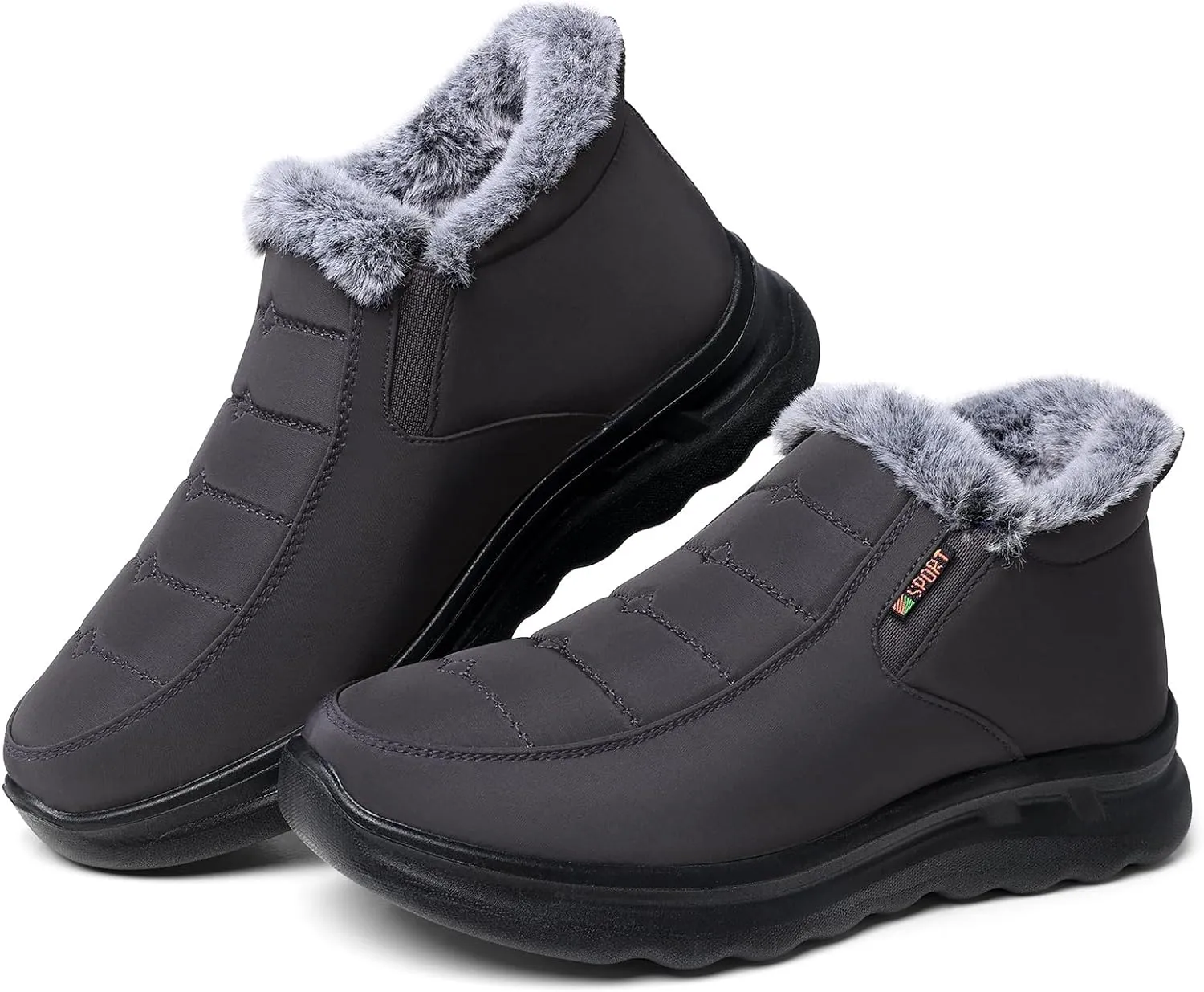 TEMOFON Snow Boots for Women Winter: Waterproof Warm Fur Lined Booties Slip On Comfortable Wide Width Outdoor Lightweight Ankle Boot