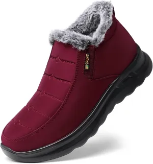 TEMOFON Snow Boots for Women Winter: Waterproof Warm Fur Lined Booties Slip On Comfortable Wide Width Outdoor Lightweight Ankle Boot