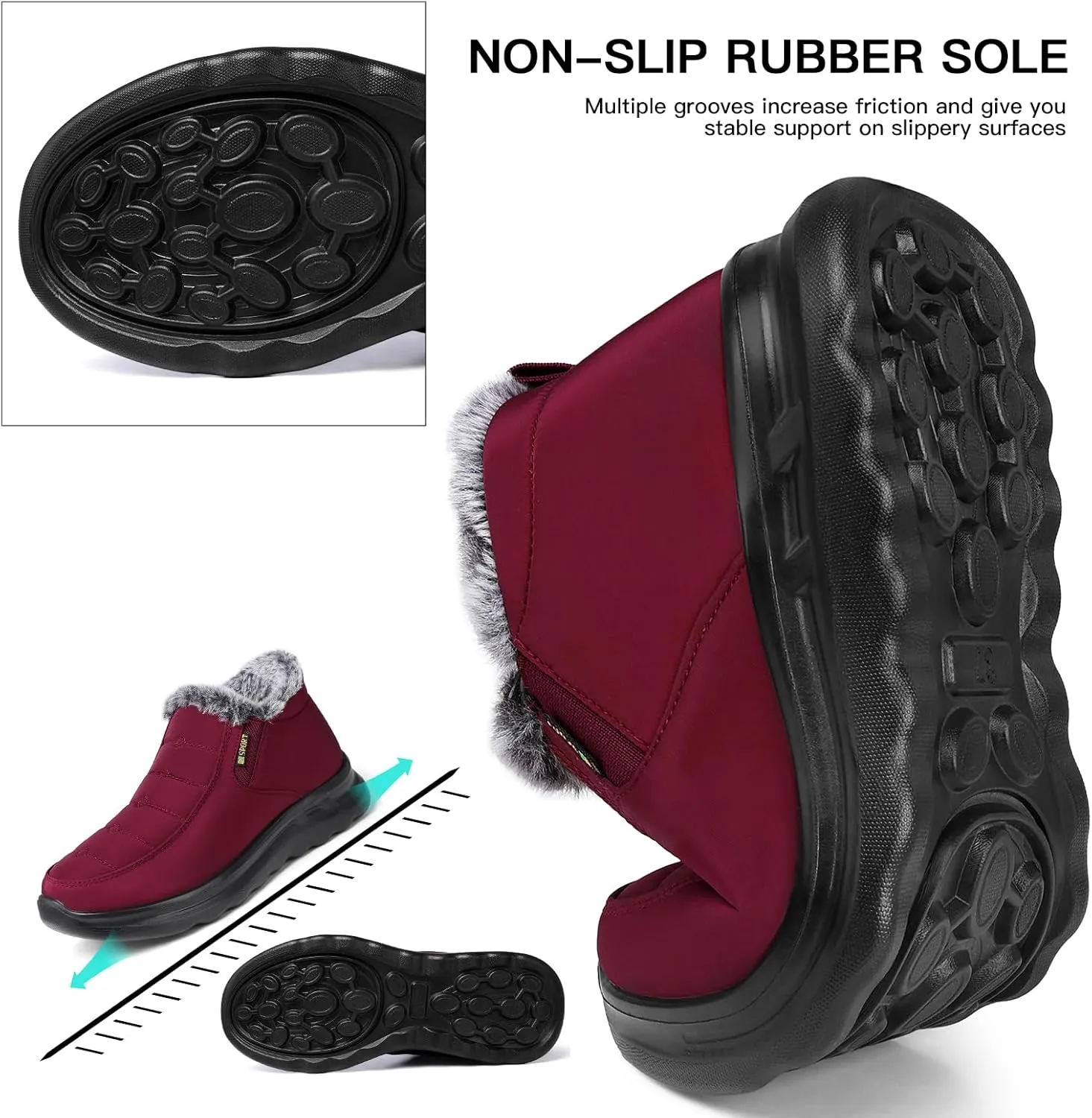 TEMOFON Snow Boots for Women Winter: Waterproof Warm Fur Lined Booties Slip On Comfortable Wide Width Outdoor Lightweight Ankle Boot