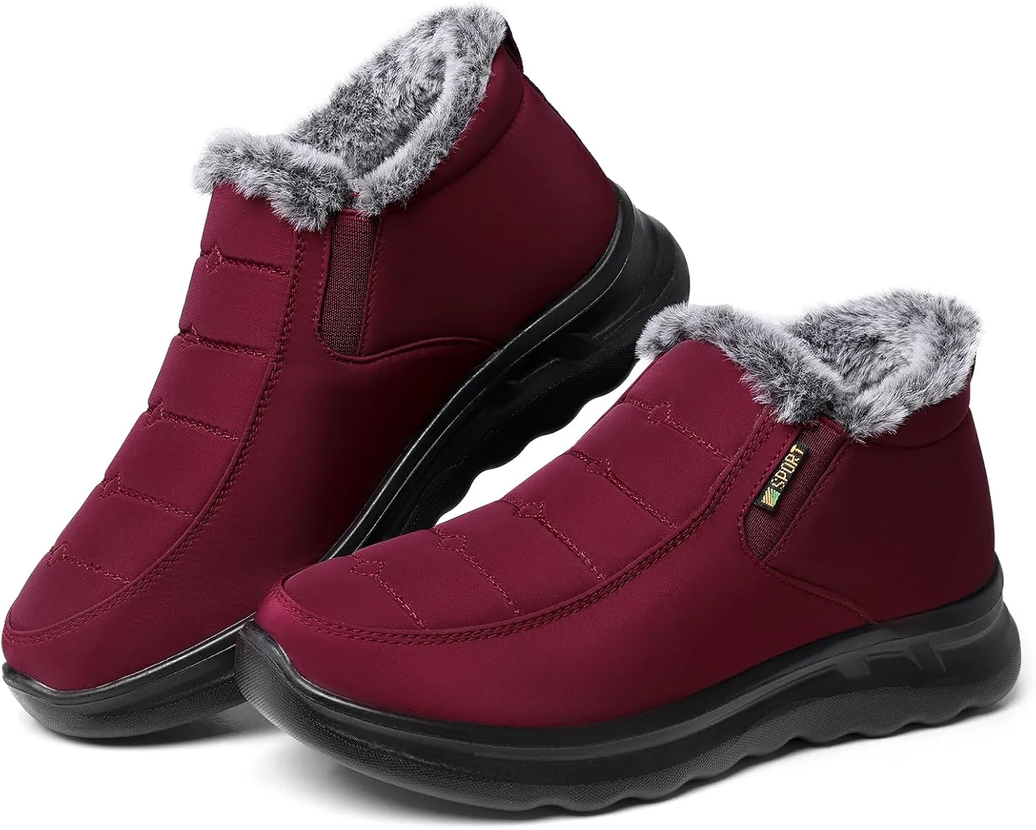 TEMOFON Snow Boots for Women Winter: Waterproof Warm Fur Lined Booties Slip On Comfortable Wide Width Outdoor Lightweight Ankle Boot