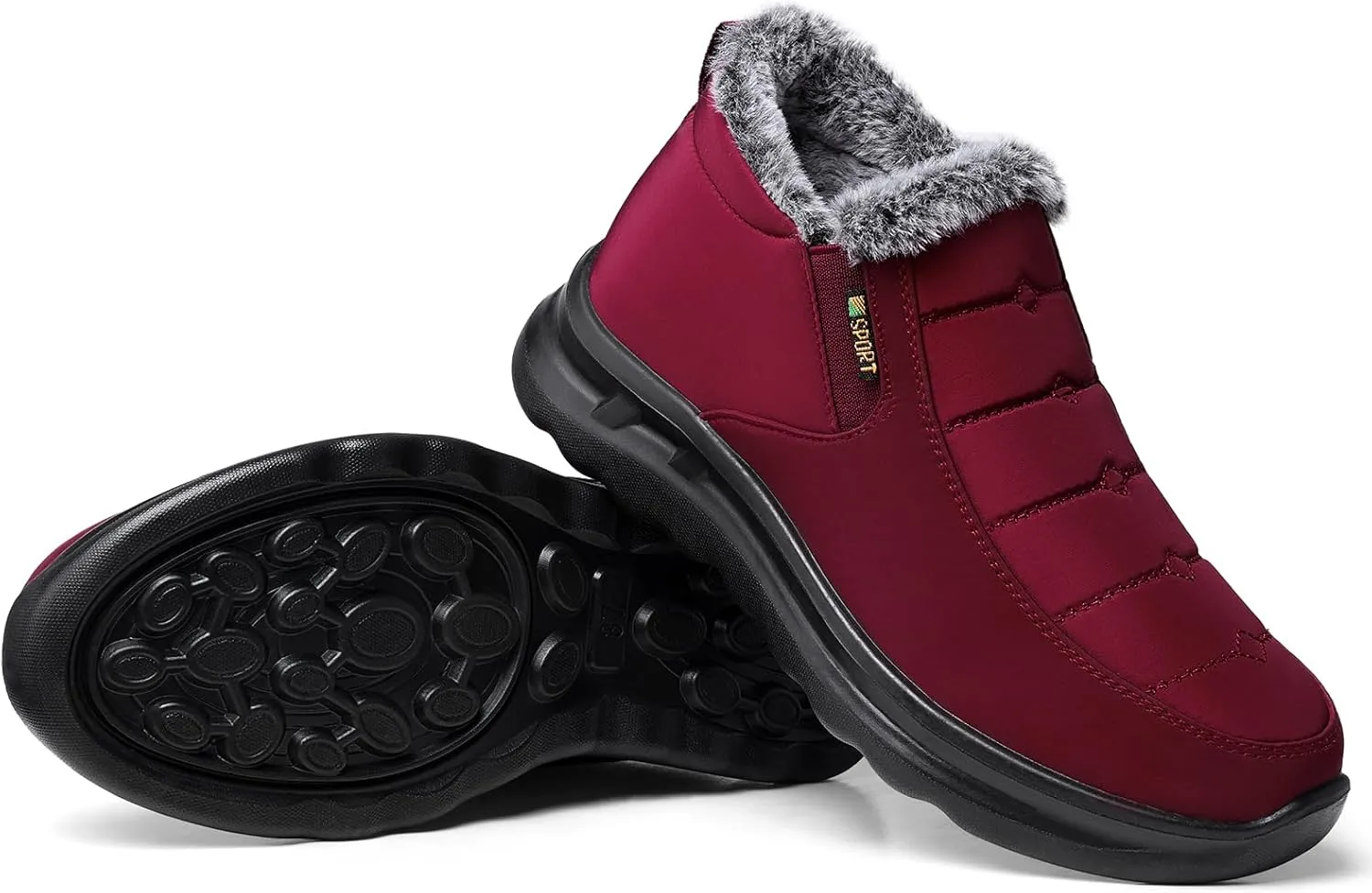 TEMOFON Snow Boots for Women Winter: Waterproof Warm Fur Lined Booties Slip On Comfortable Wide Width Outdoor Lightweight Ankle Boot