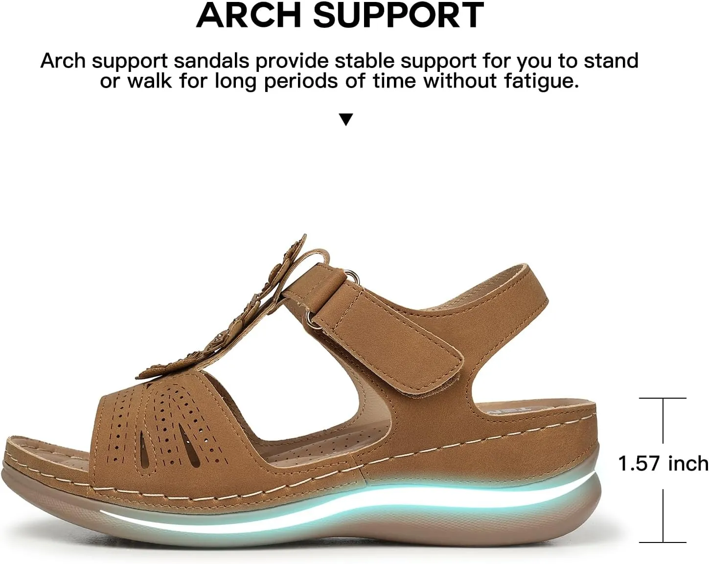 TEMOFON Wedge Sandals for Women Comfortable: Open Toe Sandals with Low Wedges - Dressy Summer Casual Sandals - Flat Comfy Walking Sandals