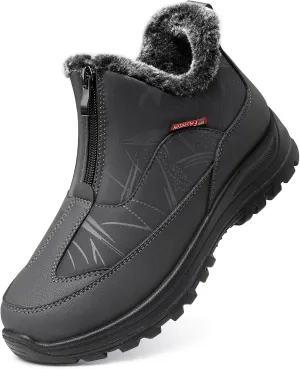 TEMOFON Winter Snow Boots for Women: Waterproof Warm Fur Lined Walking Outdoor Ankle Booties Slip on Snow Shoes Size 5-12