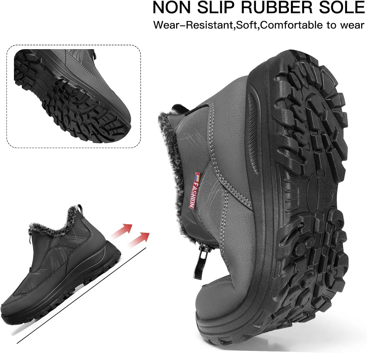 TEMOFON Winter Snow Boots for Women: Waterproof Warm Fur Lined Walking Outdoor Ankle Booties Slip on Snow Shoes Size 5-12