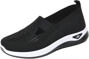 Thatrich Womens Orthopedic Sneakers Slip on Walking Shoes Breathable Soft Woven Shoe Non-Slip Mesh Up Footwear Lightweight Comfortable Arch Support Sneaker