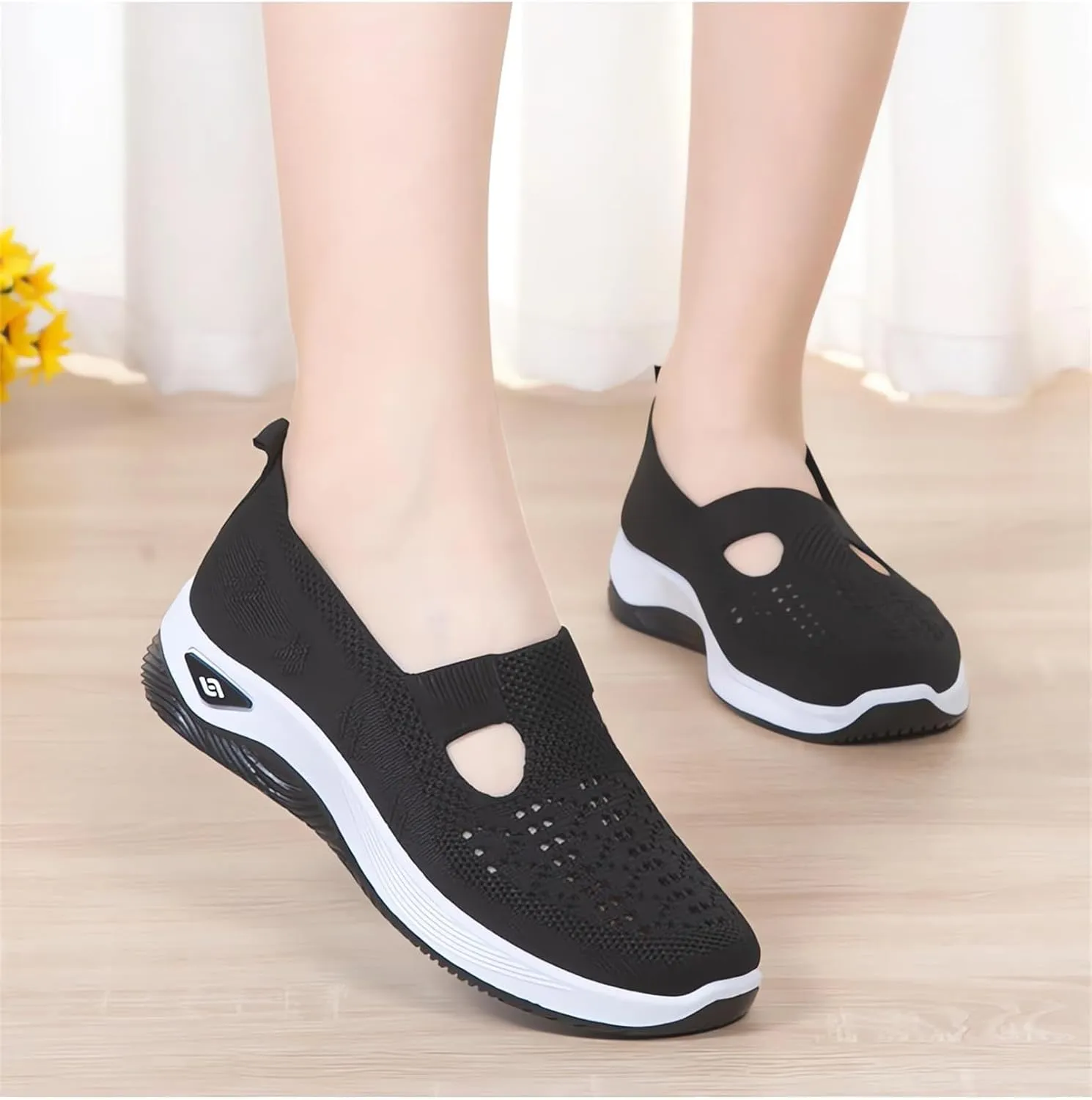 Thatrich Womens Orthopedic Sneakers Slip on Walking Shoes Breathable Soft Woven Shoe Non-Slip Mesh Up Footwear Lightweight Comfortable Arch Support Sneaker