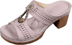 Thick Fish Heel Women's Shoes Fashionable Casual Rhinestone Hollow Slingback Beach Sandals Sketches Sports Sandals