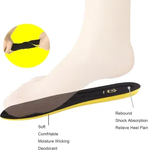 Thick Memory Foam Shoes Insert with Arch Support - Premium Cushioning Orthopedic Shoe Insoles for Heel Pain & Plantar Fasciitis, Running, Hiking, Working Men & Women (Black Size 9.5)