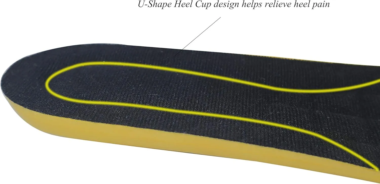 Thick Memory Foam Shoes Insert with Arch Support - Premium Cushioning Orthopedic Shoe Insoles for Heel Pain & Plantar Fasciitis, Running, Hiking, Working Men & Women (Black Size 9.5)