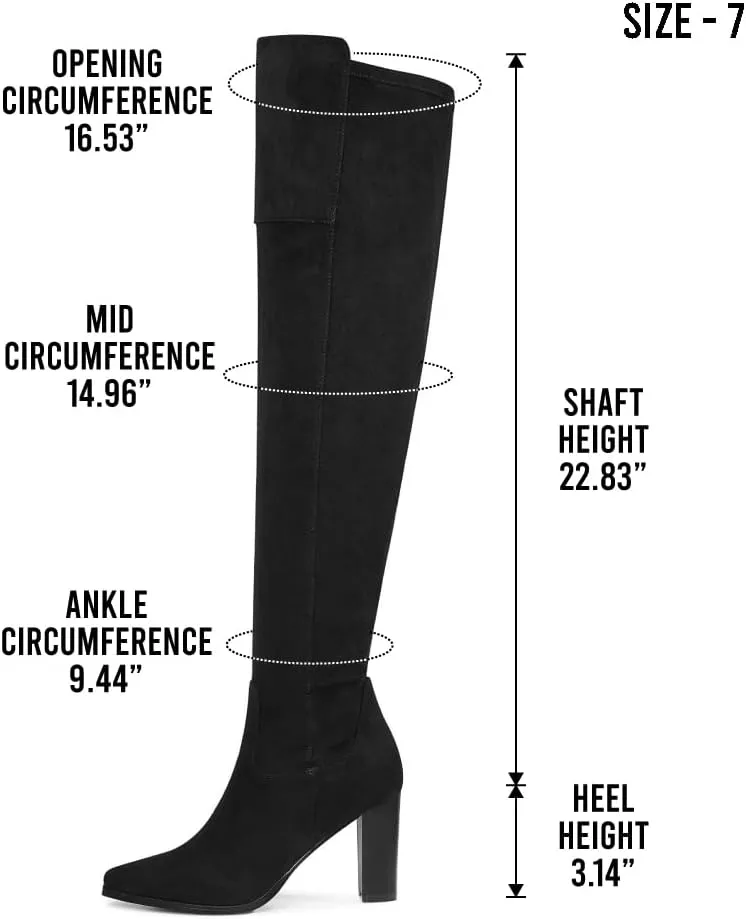 Thigh High Boots, Over The Knee, Brown Suede Block Heel Pointed Toe Stretch Sexy Boots For Women, Fall 2024