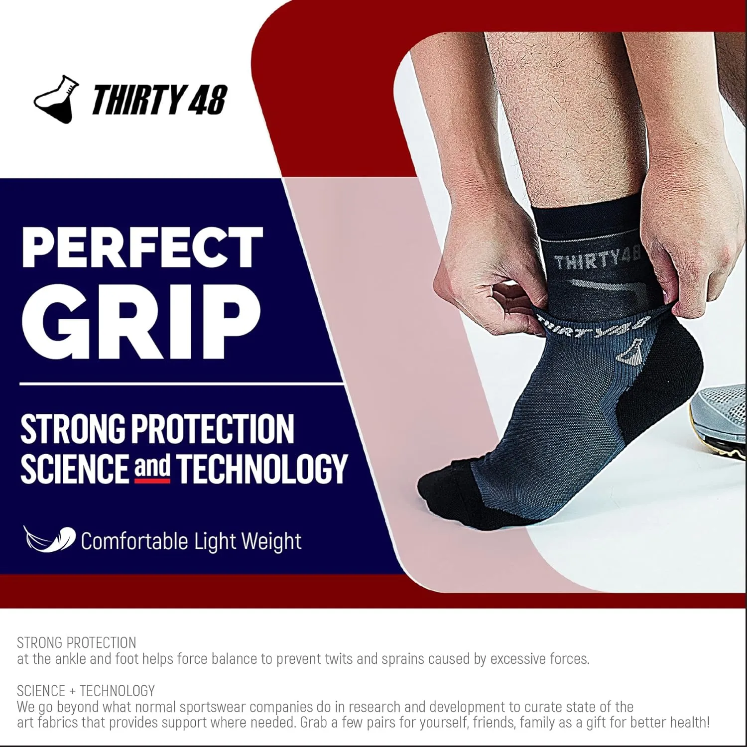 Thirty48 Plantar Fasciitis Compression Socks(1 or 2 Pairs), 20-30 mmHg Foot Compression Sleeves for Ankle/Heel Support, Increase Blood Circulation, Relieve Arch Pain, Reduce Foot Swelling