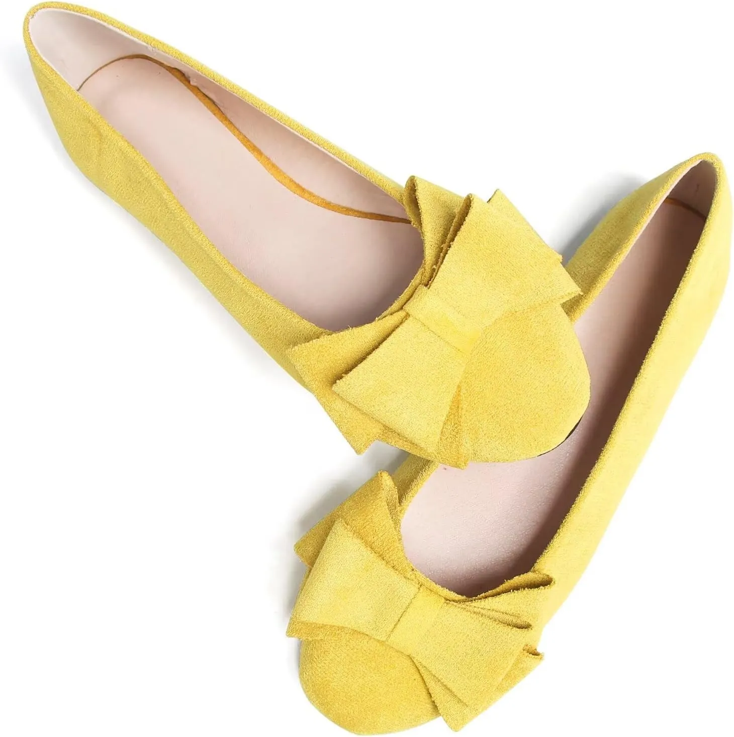 TN TANGNEST Women's Comfortable Pointed Toe Bowknot Flats Slip On Loafers Casual Flats