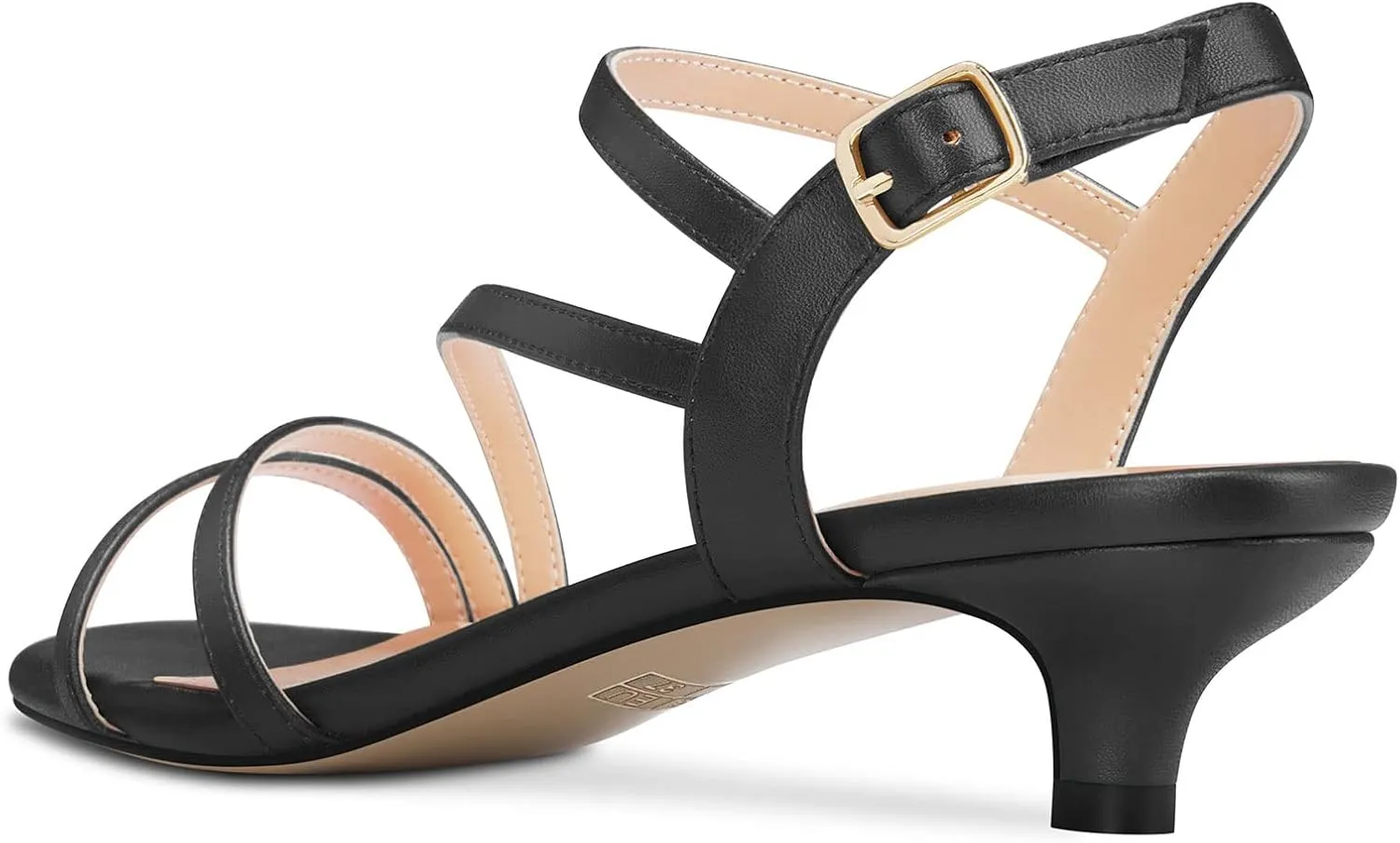 TNYNFBEB Women Low Kitten Heel Peep Open Toe Sandals Ankle Strap Buckle Prom Party Cute Basic Classic 1.4 Inches Heels