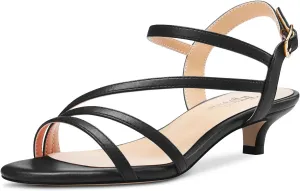 TNYNFBEB Women Low Kitten Heel Peep Open Toe Sandals Ankle Strap Buckle Prom Party Cute Basic Classic 1.4 Inches Heels