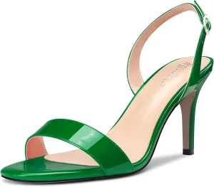 TNYNFBEB Womens Mid Heel Peep Open Toe Sandals Ankle Strap Slingback Buckle Prom Party Summer Basic Classic 3.2 Inches Heels