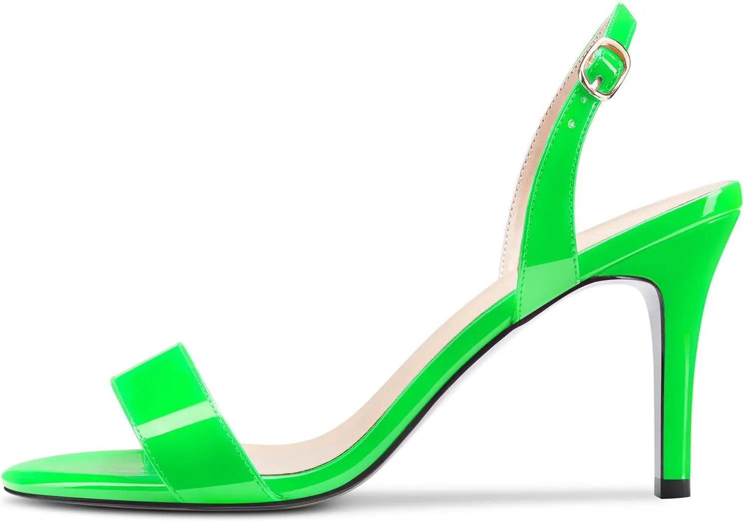 TNYNFBEB Womens Mid Heel Peep Open Toe Sandals Ankle Strap Slingback Buckle Prom Party Summer Basic Classic 3.2 Inches Heels