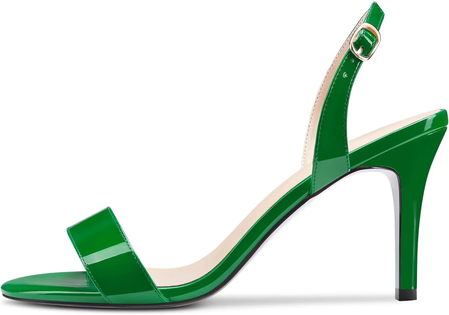 TNYNFBEB Womens Mid Heel Peep Open Toe Sandals Ankle Strap Slingback Buckle Prom Party Summer Basic Classic 3.2 Inches Heels