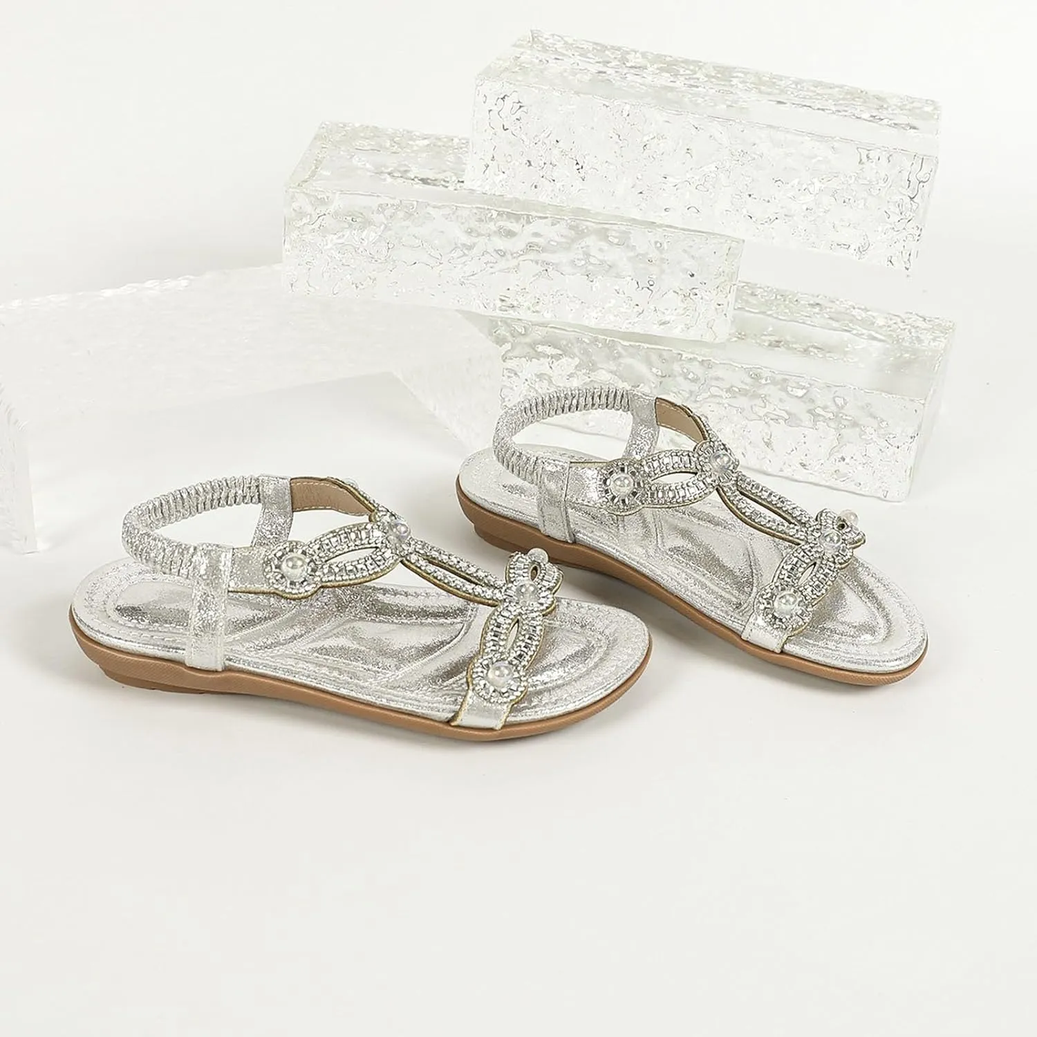 Toddler Girls Pearl Sequins Sandals Formal Dress Open Toe Fancy Wide Shoes Kids Baby Elegant Flat Non Slip Fancy Shoes