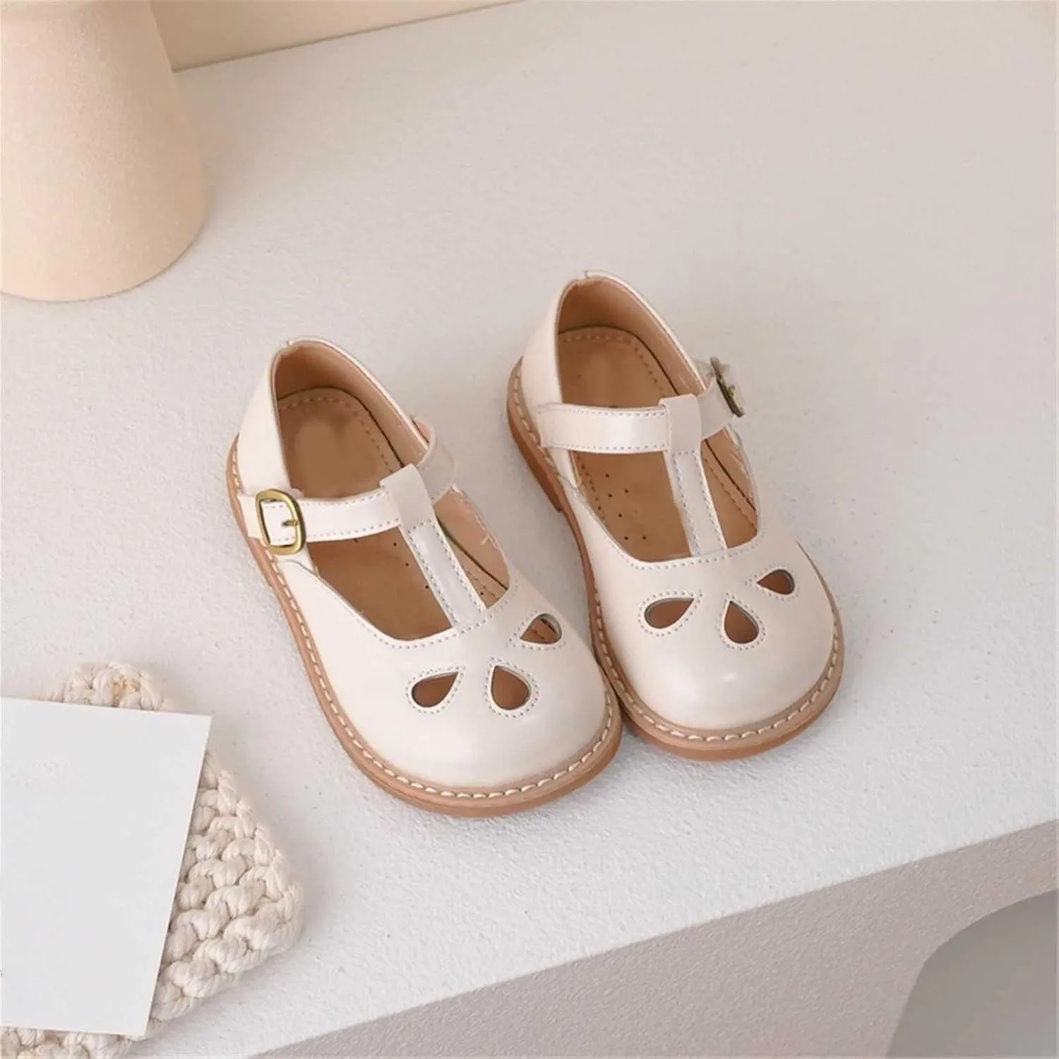 Toddler Little Girl Mary Jane Dress Shoes Ballet Flat𝐬 for Girl Part𝐲 School Shoes Adjustable Buckle T-Strap Sandal