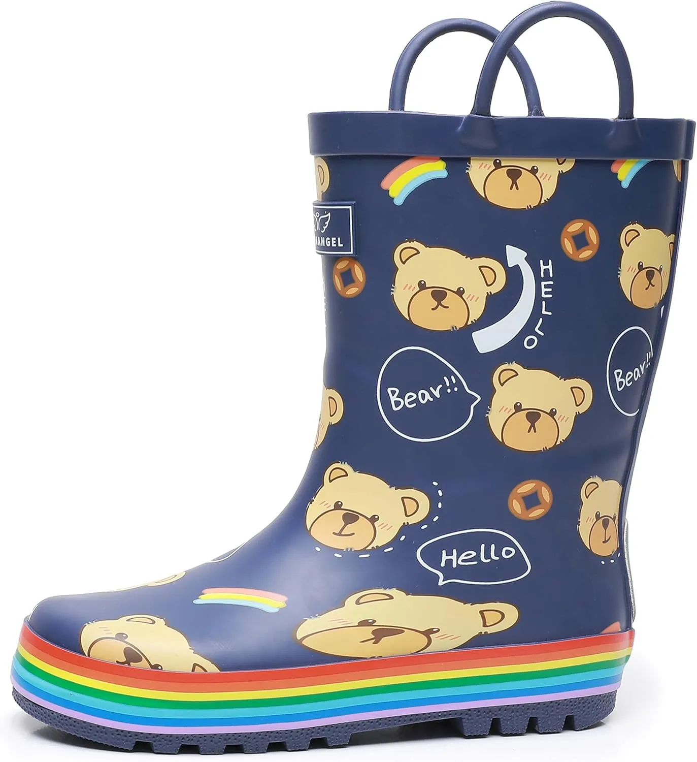 Toddler Rain Boots with Easy-On Handles, Waterproof Rubber Kids Rain Boots for Girls and Boys, in Fun Printed & Colors Unisex-Child Outdoor Rain Boots