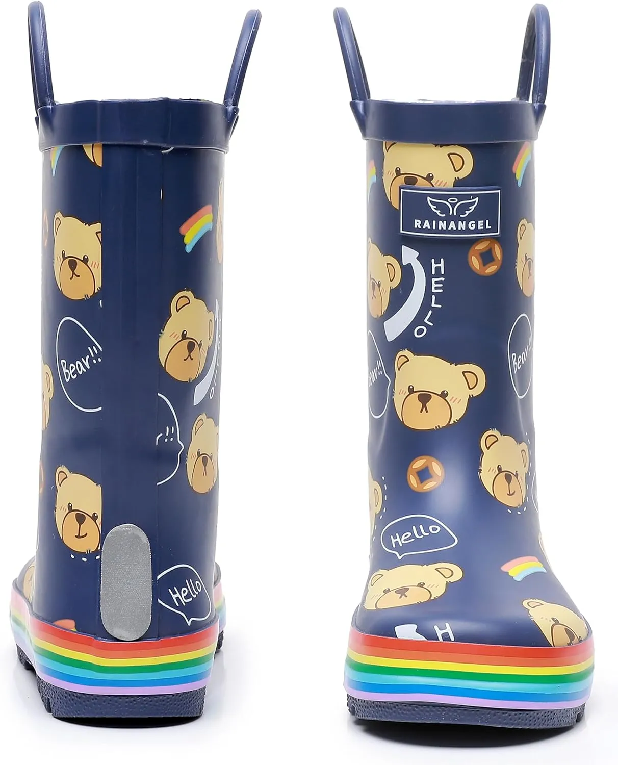 Toddler Rain Boots with Easy-On Handles, Waterproof Rubber Kids Rain Boots for Girls and Boys, in Fun Printed & Colors Unisex-Child Outdoor Rain Boots