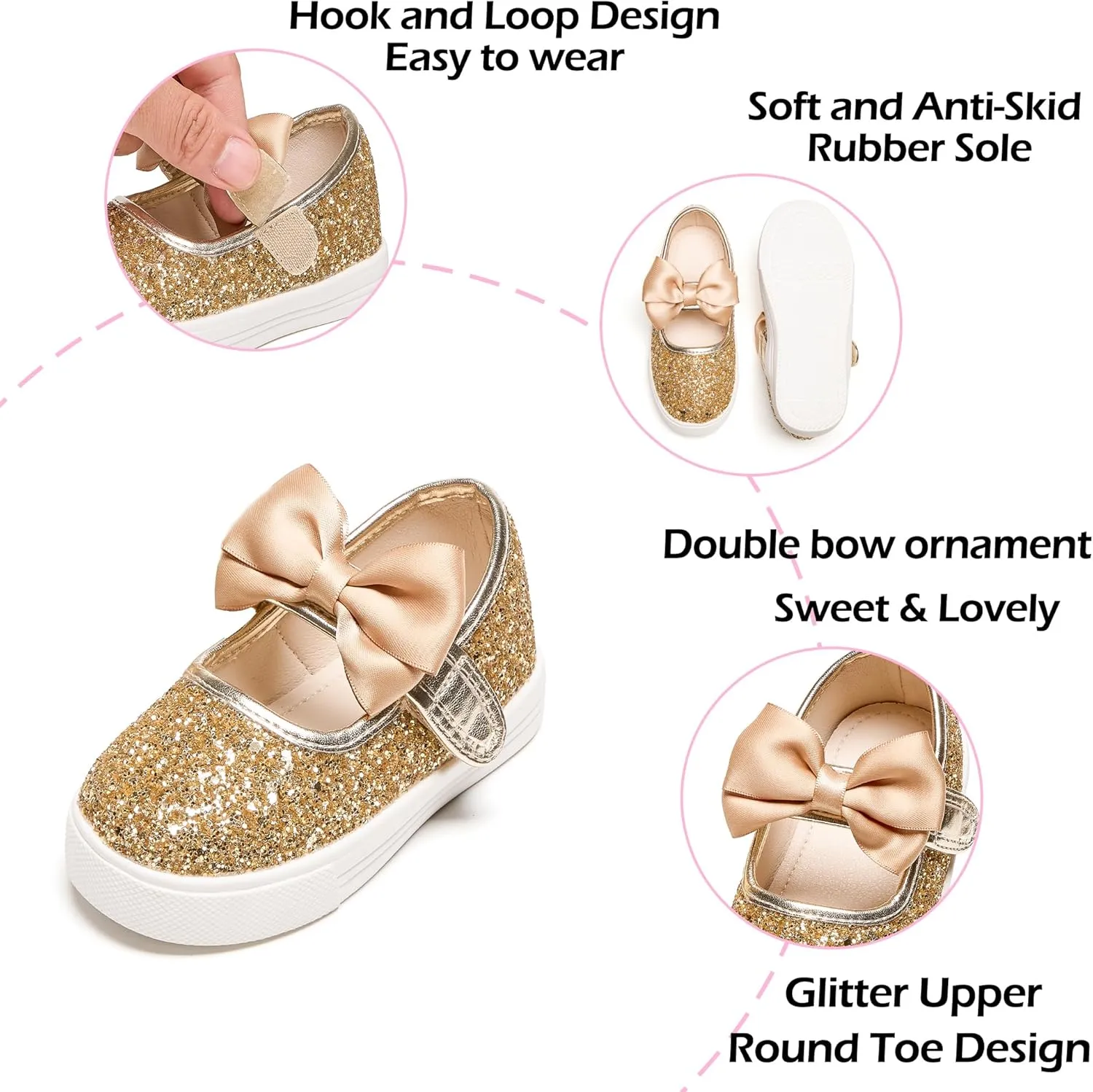 Toddler/Little Girls Sneakers-Slip On Glitter Sports Shoes for Running Walking