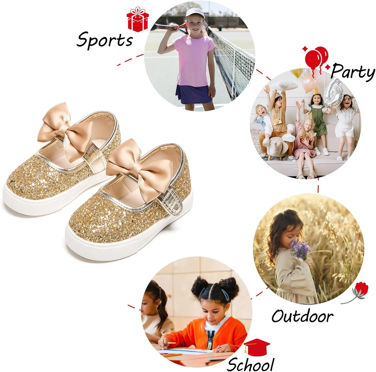 Toddler/Little Girls Sneakers-Slip On Glitter Sports Shoes for Running Walking