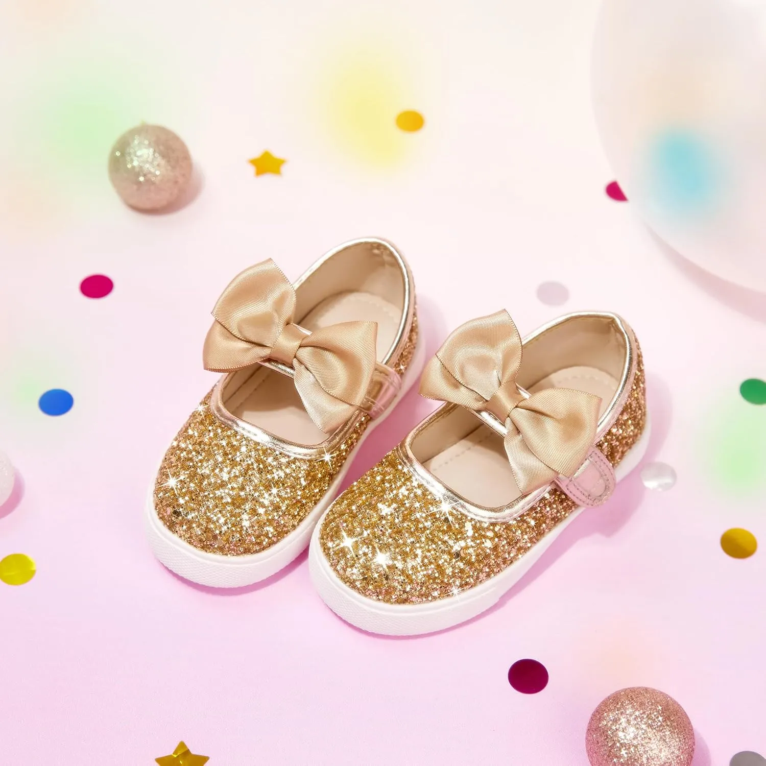 Toddler/Little Girls Sneakers-Slip On Glitter Sports Shoes for Running Walking
