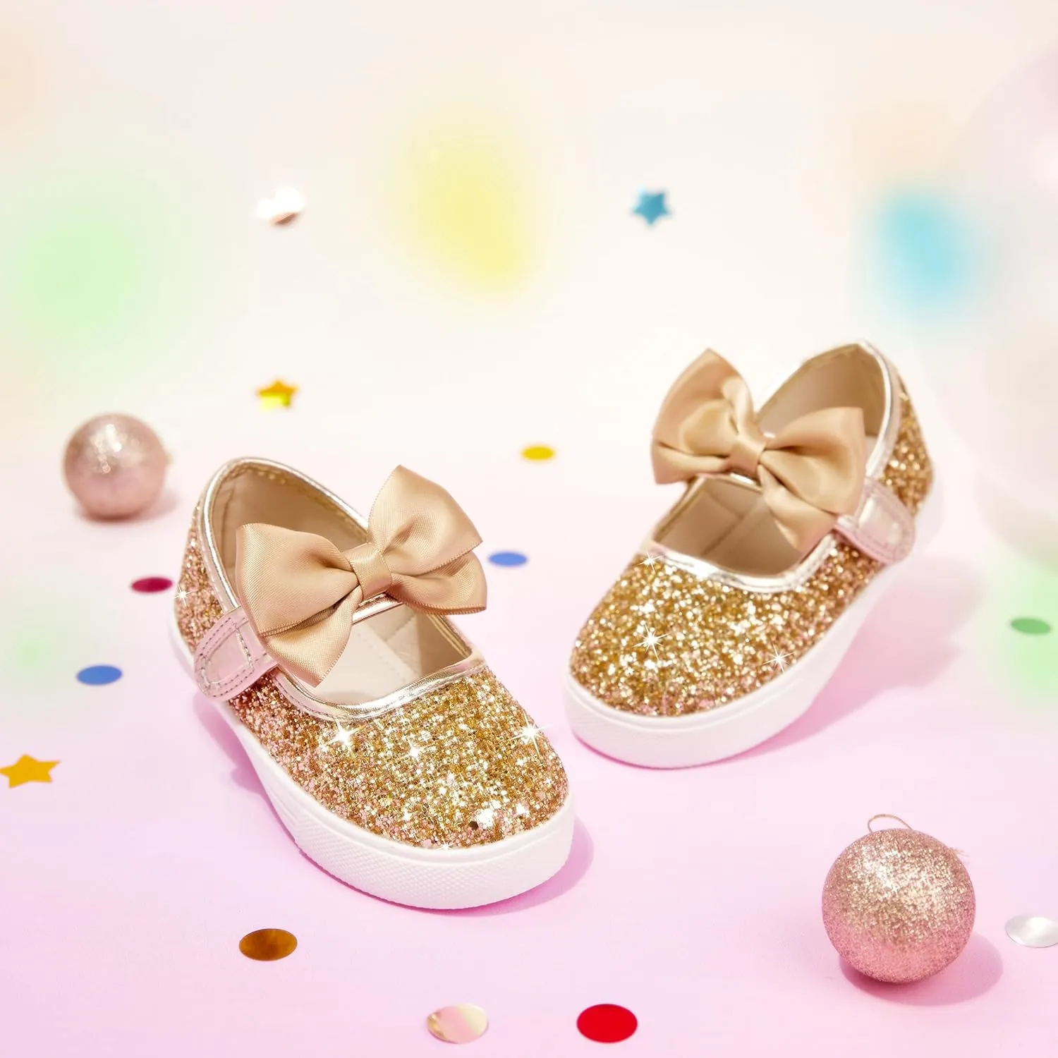 Toddler/Little Girls Sneakers-Slip On Glitter Sports Shoes for Running Walking