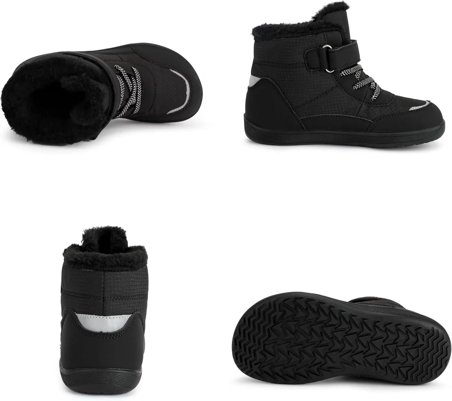 Toddler/Little/Big Kids Barefoot Shoes Girls Boys Winter Wide Toe Box Fur Lined Warm Anti-Slip Minimalist High Top Snow Boots