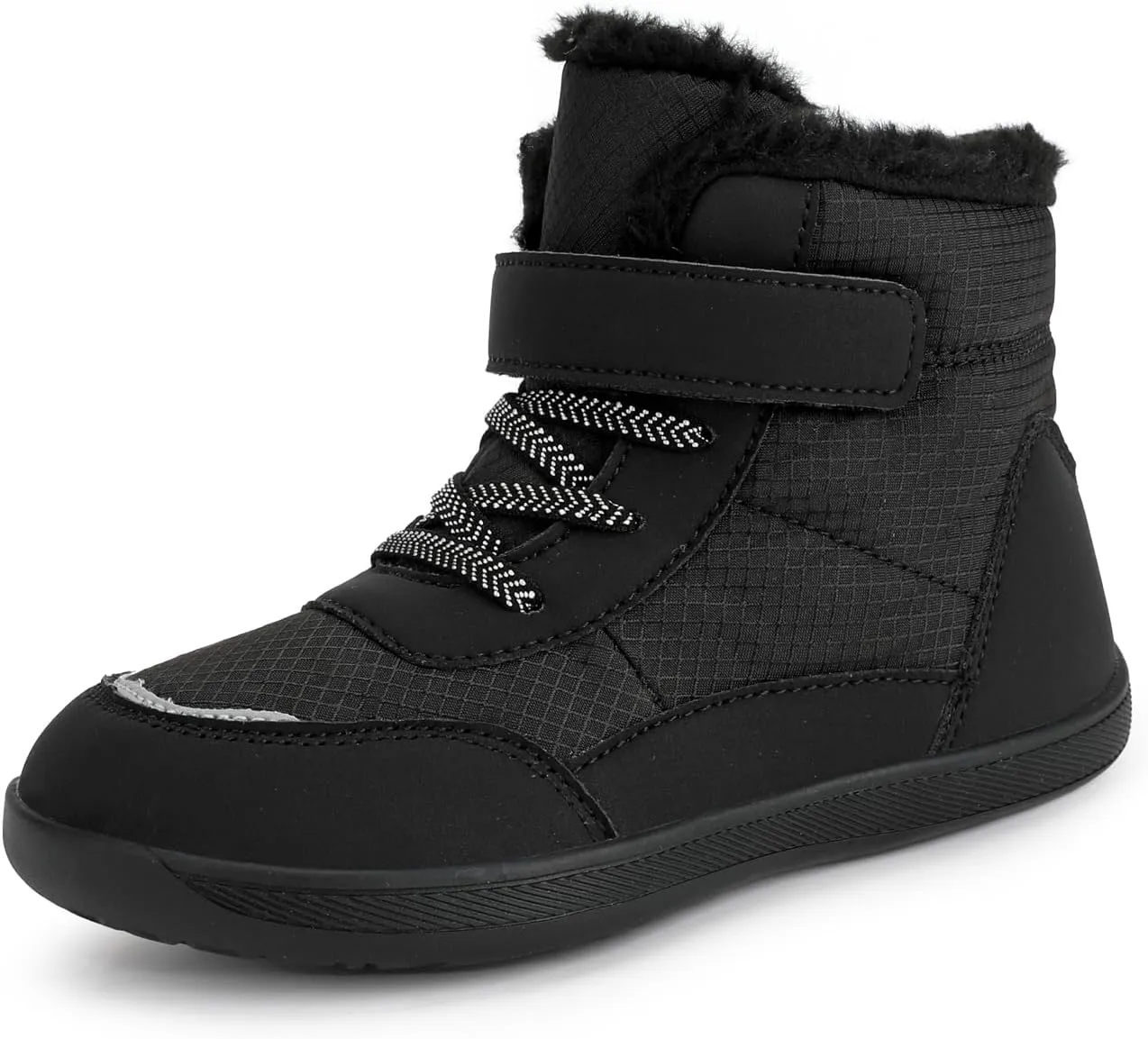 Toddler/Little/Big Kids Barefoot Shoes Girls Boys Winter Wide Toe Box Fur Lined Warm Anti-Slip Minimalist High Top Snow Boots