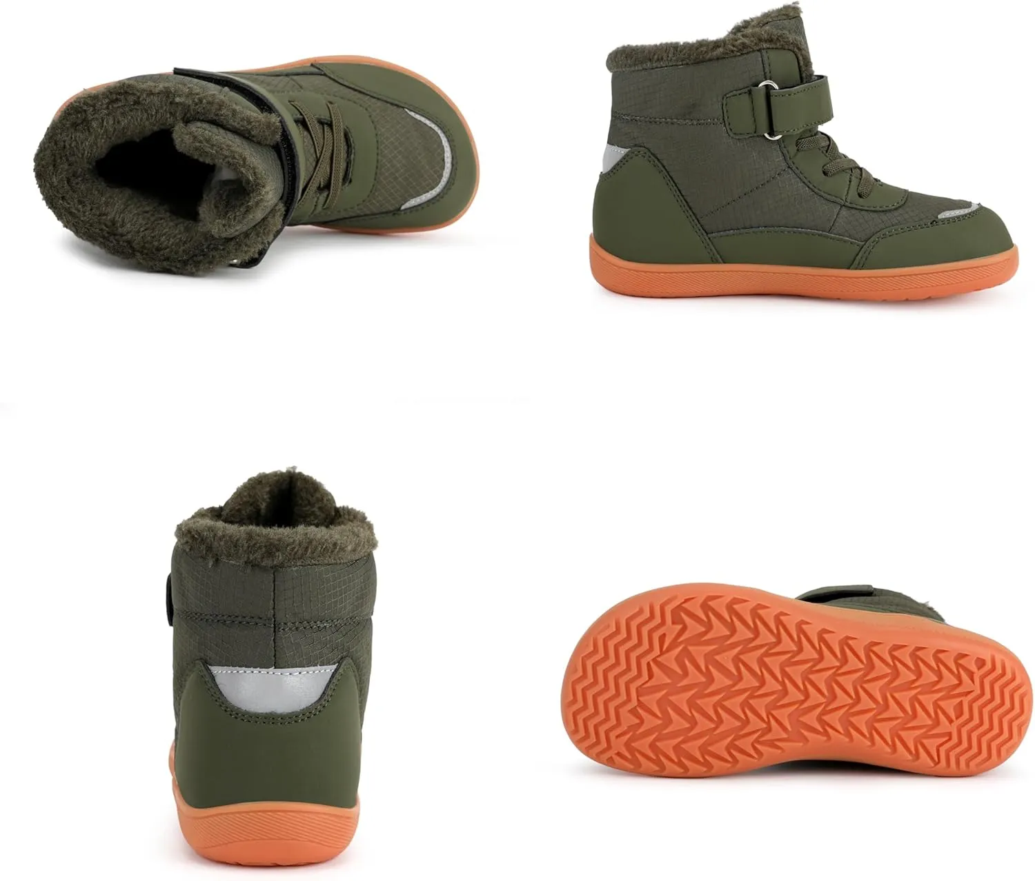 Toddler/Little/Big Kids Barefoot Shoes Girls Boys Winter Wide Toe Box Fur Lined Warm Anti-Slip Minimalist High Top Snow Boots