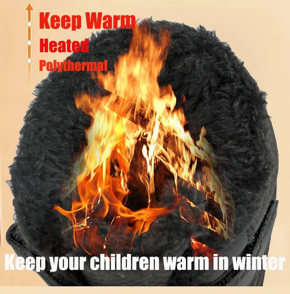 Toddler/Little/Big Kids Barefoot Shoes Girls Boys Winter Wide Toe Box Fur Lined Warm Anti-Slip Minimalist High Top Snow Boots