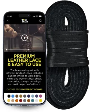 TOFL Leather Boot Laces|1/8 Inch Thick 72 Inches Long|2 Leather Strips [1 Pair]