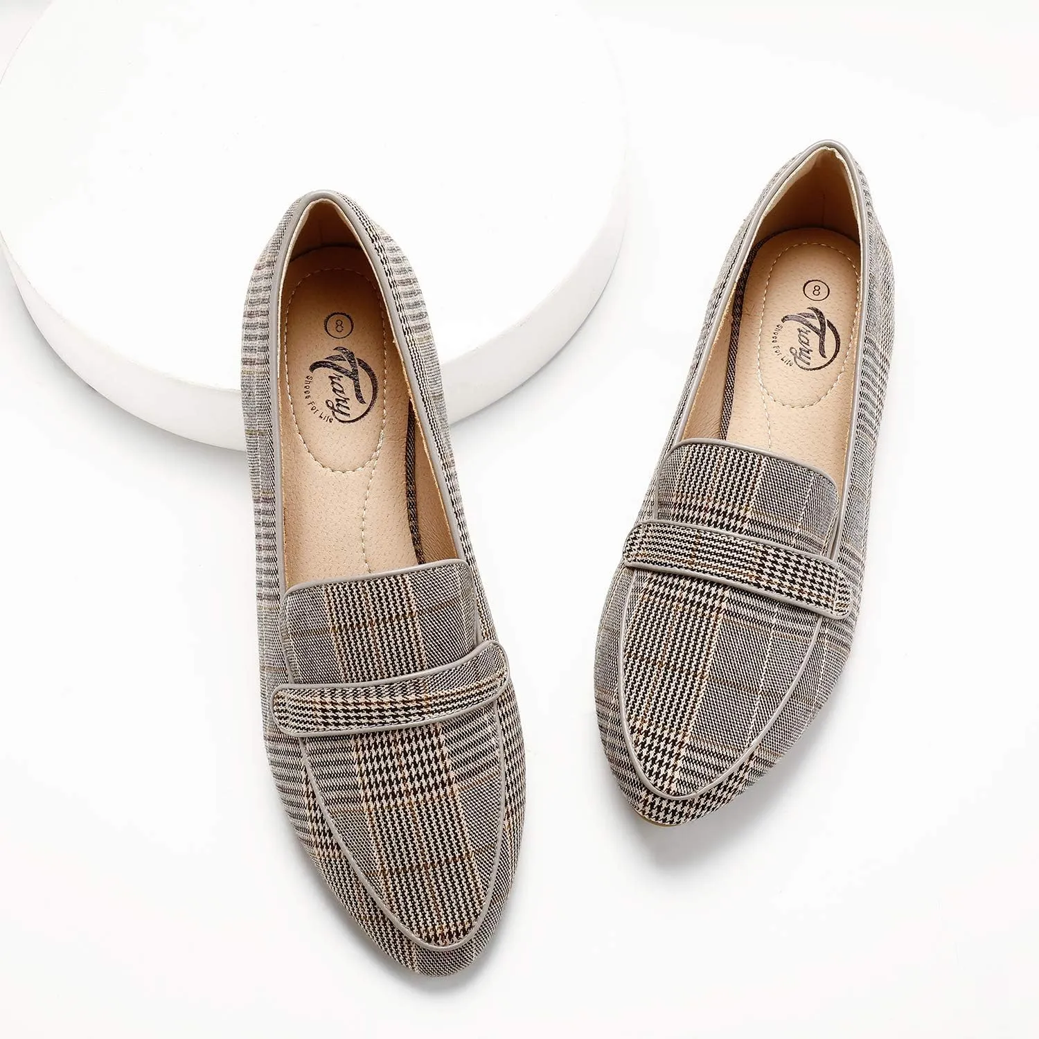 Trary Loafers for Women Penny Pointed Toe Flats Office Walking Driving Wedding Dress Classic Comfortable Soft for Ladies