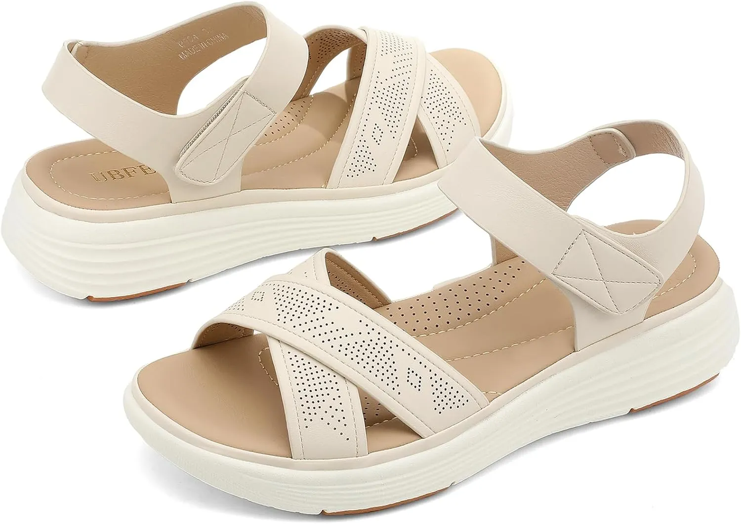 UBFEN Womens Platform Sandals Comfortable Lightweight Walking Ankle Strap Casual Low Wedge Sandals