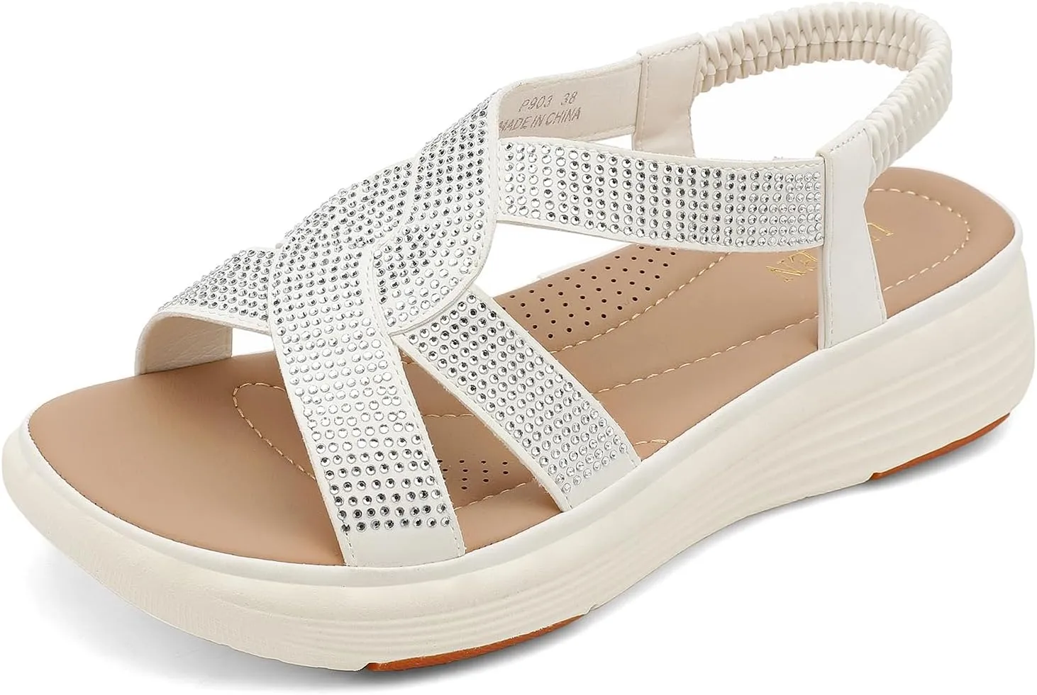UBFEN Womens Platform Sandals Comfortable Lightweight Walking Ankle Strap Casual Low Wedge Sandals