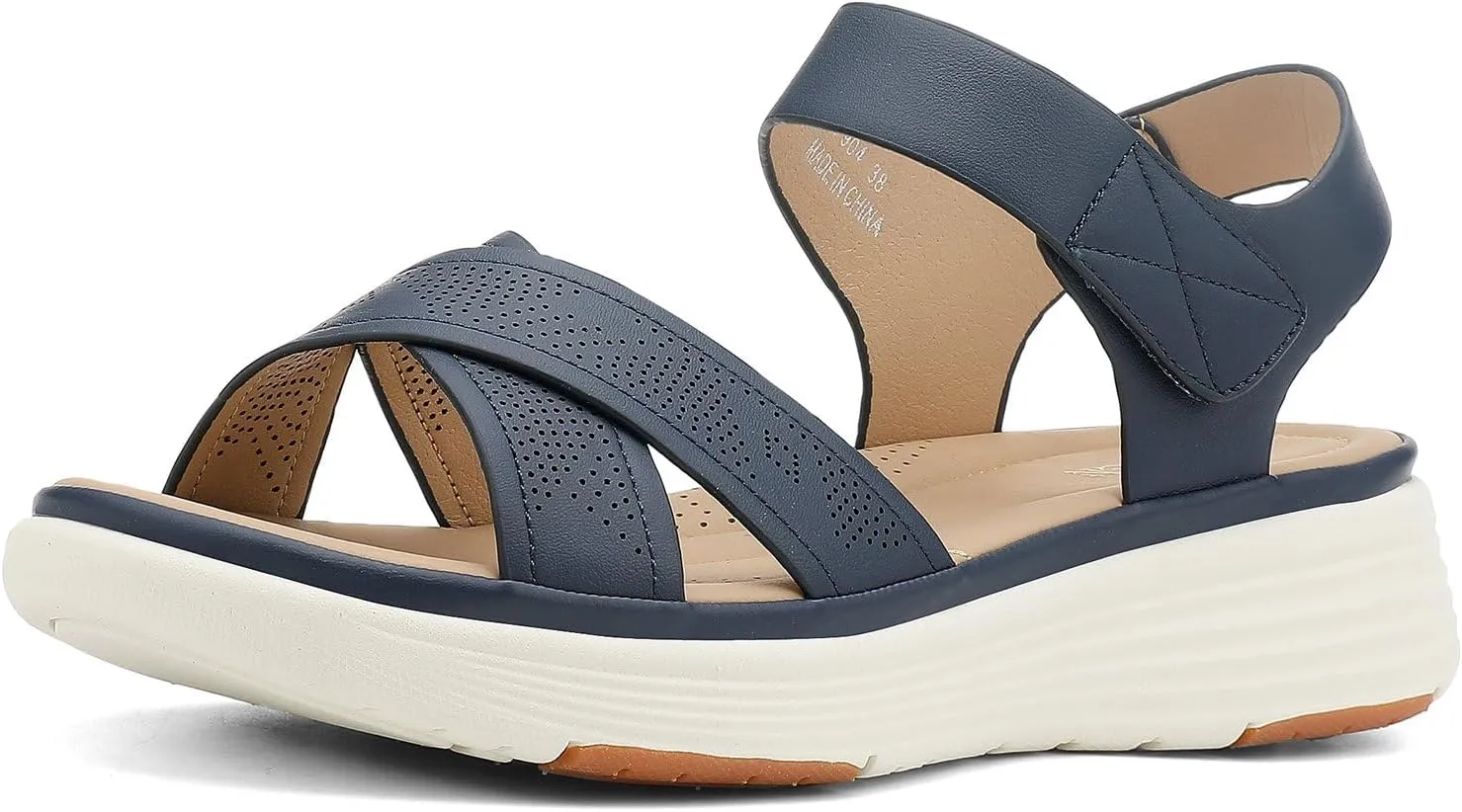UBFEN Womens Platform Sandals Comfortable Lightweight Walking Ankle Strap Casual Low Wedge Sandals