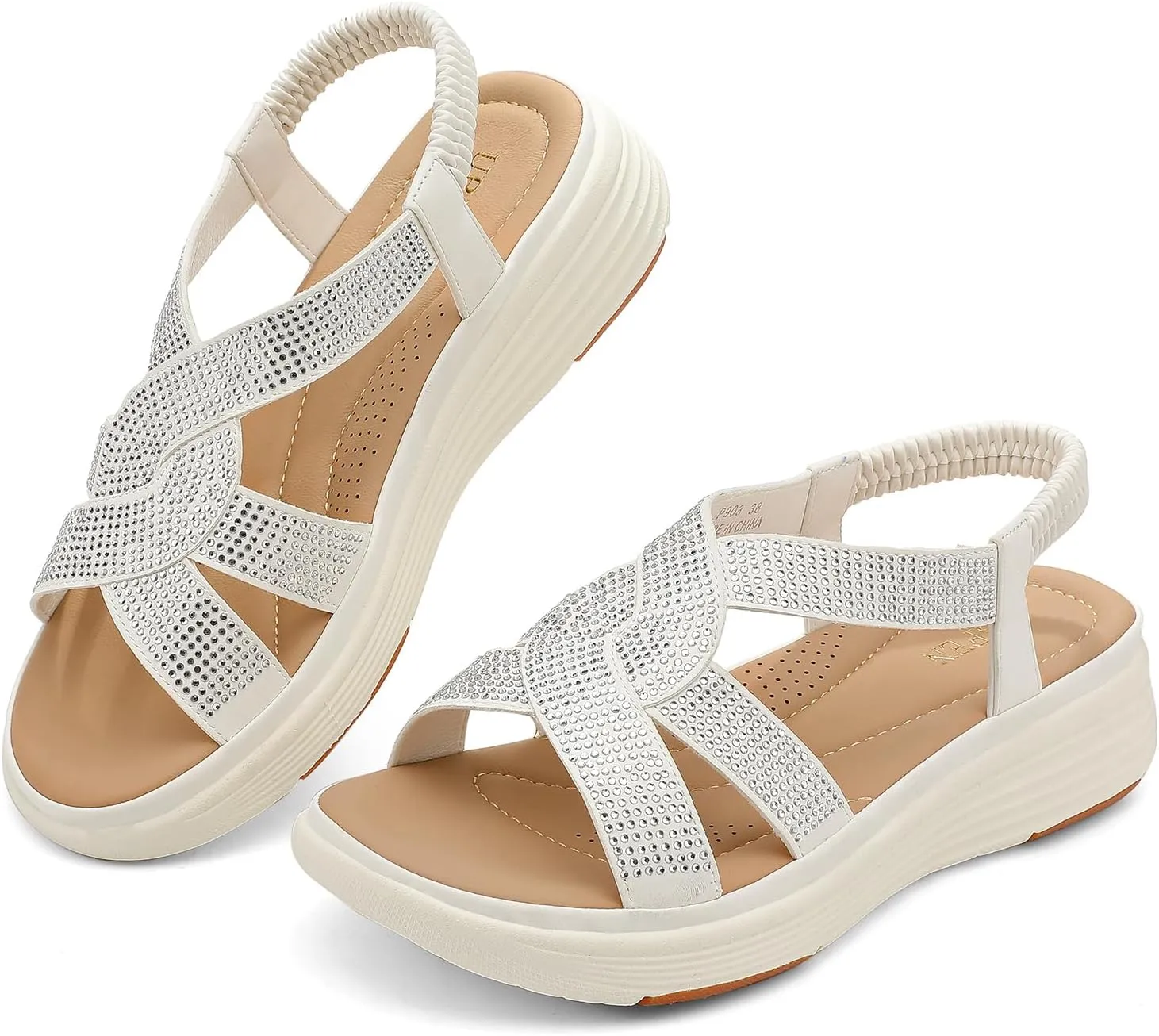 UBFEN Womens Platform Sandals Comfortable Lightweight Walking Ankle Strap Casual Low Wedge Sandals