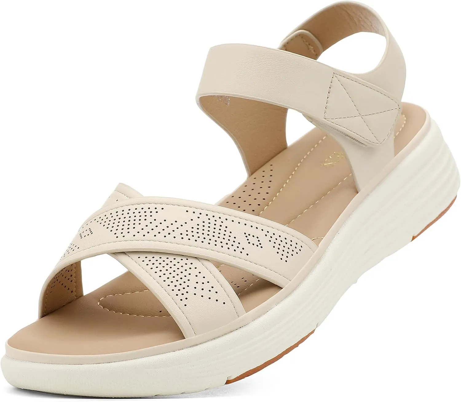 UBFEN Womens Platform Sandals Comfortable Lightweight Walking Ankle Strap Casual Low Wedge Sandals