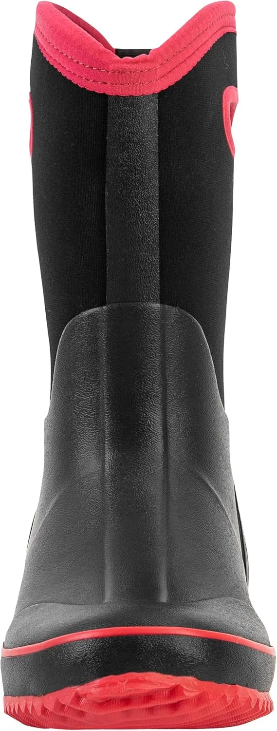 Ubon Rain Boots for Women Waterproof, Insulated Neoprene Rubber Boots Mid Calf, Pull On Mud Boots Gardening Farm Barn Shoes