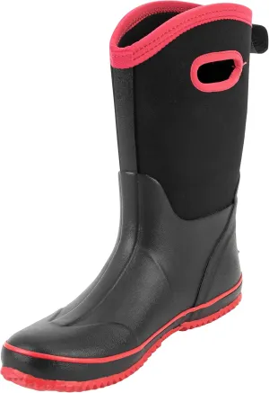 Ubon Rain Boots for Women Waterproof, Insulated Neoprene Rubber Boots Mid Calf, Pull On Mud Boots Gardening Farm Barn Shoes