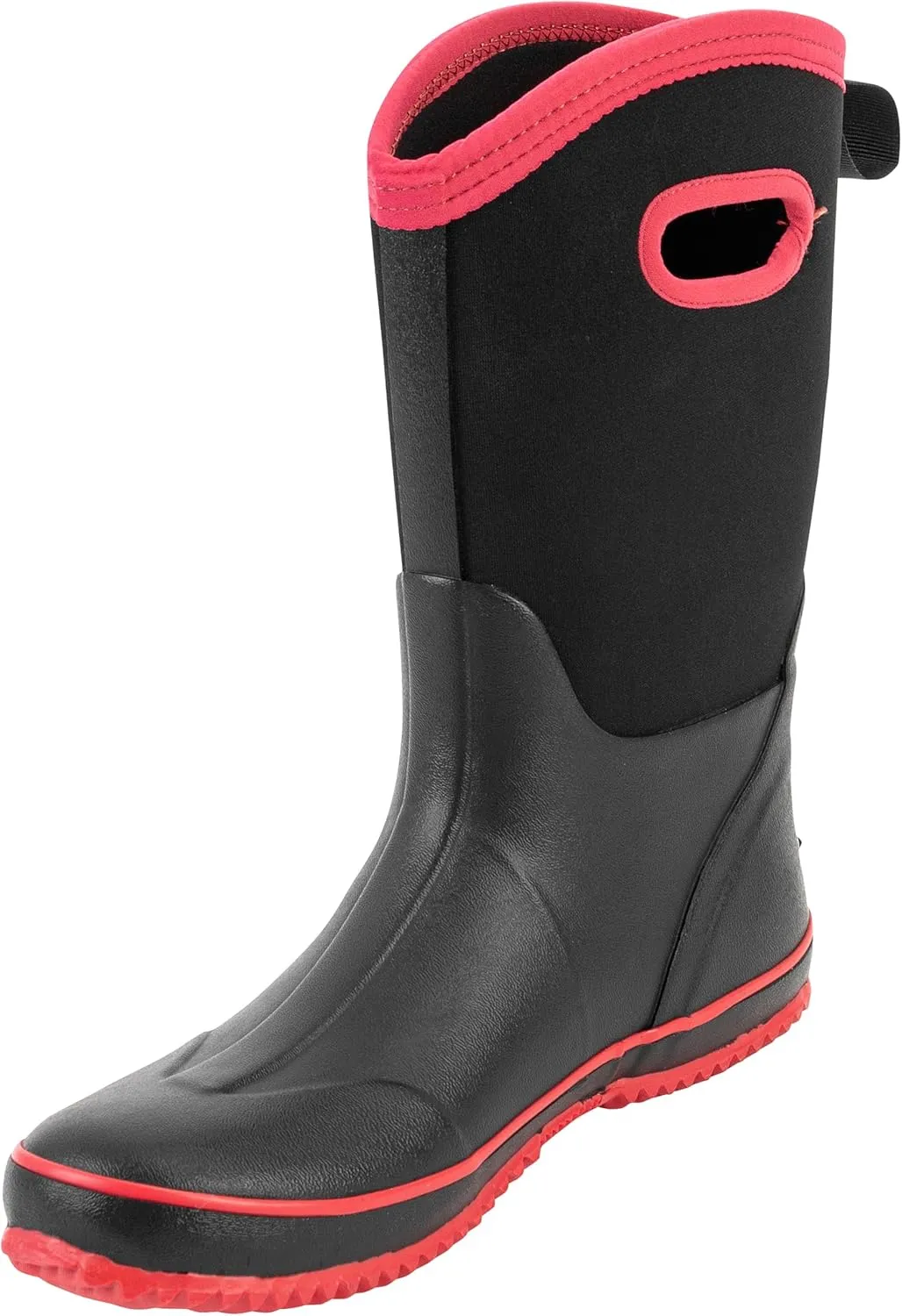 Ubon Rain Boots for Women Waterproof, Insulated Neoprene Rubber Boots Mid Calf, Pull On Mud Boots Gardening Farm Barn Shoes