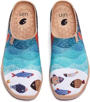 UIN Men's Painted Slipper Lightweight Comfort Mules Walking Casual Household Slip Ons Art Travel Shoes Malaga